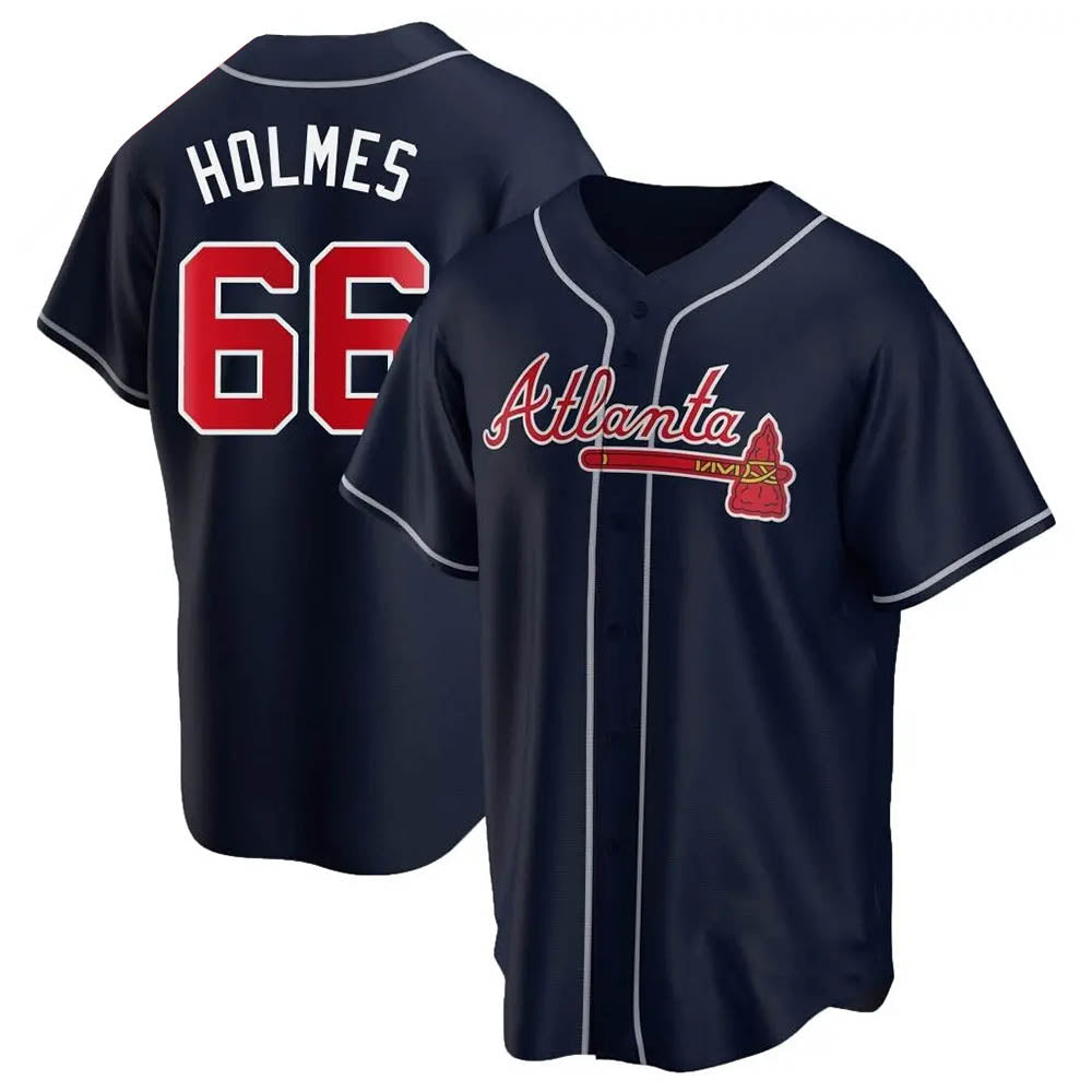 Ndoa A.Braves #66 Grant Holmes Player Navy Replica Alternate Stitched Jerseys