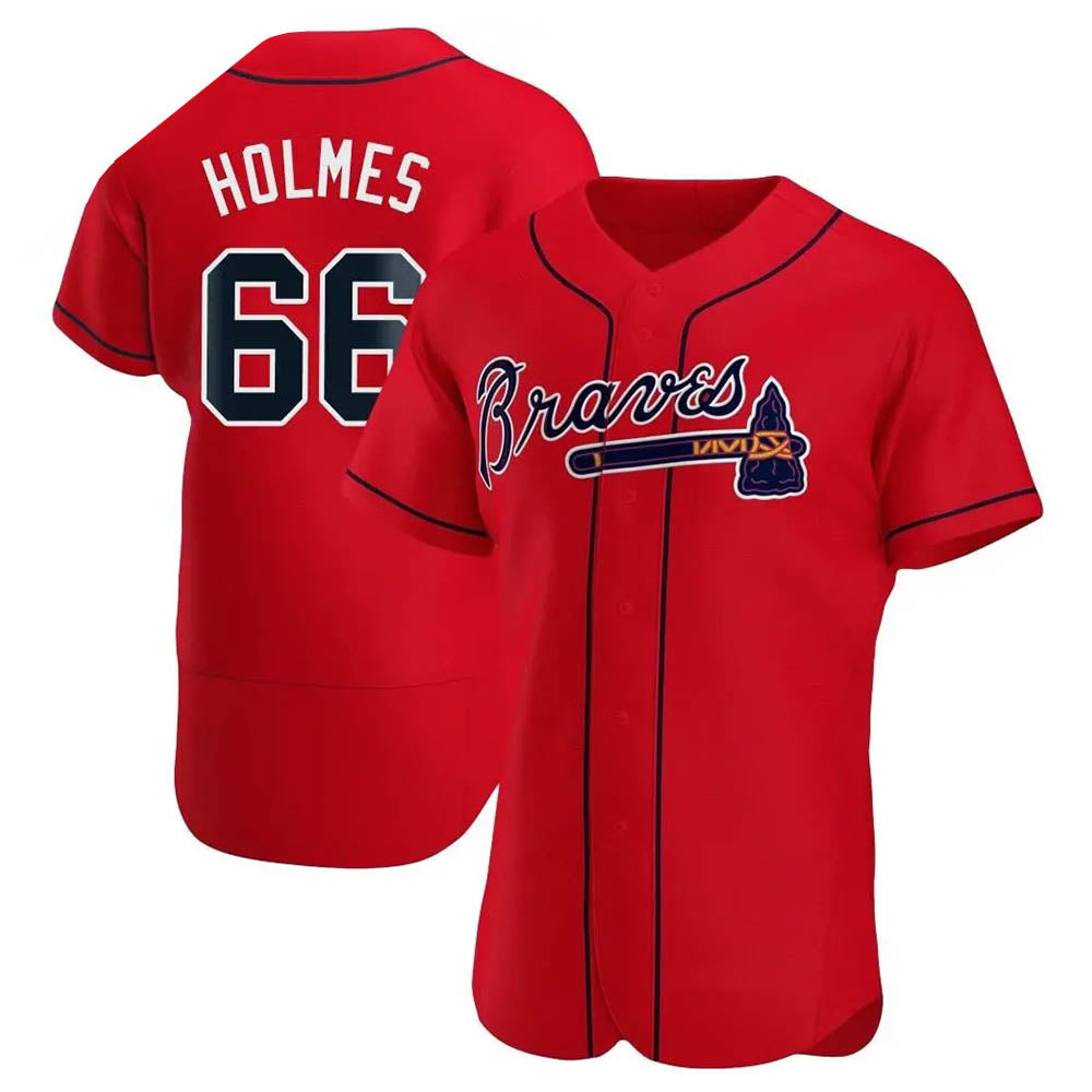 Ndoa A.Braves #66 Grant Holmes Player Red Authentic Alternate Stitched Jerseys