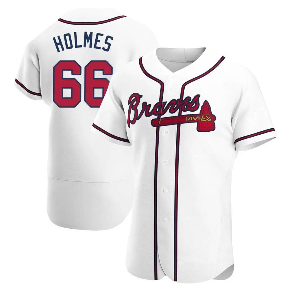 Ndoa A.Braves #66 Grant Holmes Player White Authentic Home Stitched Jerseys