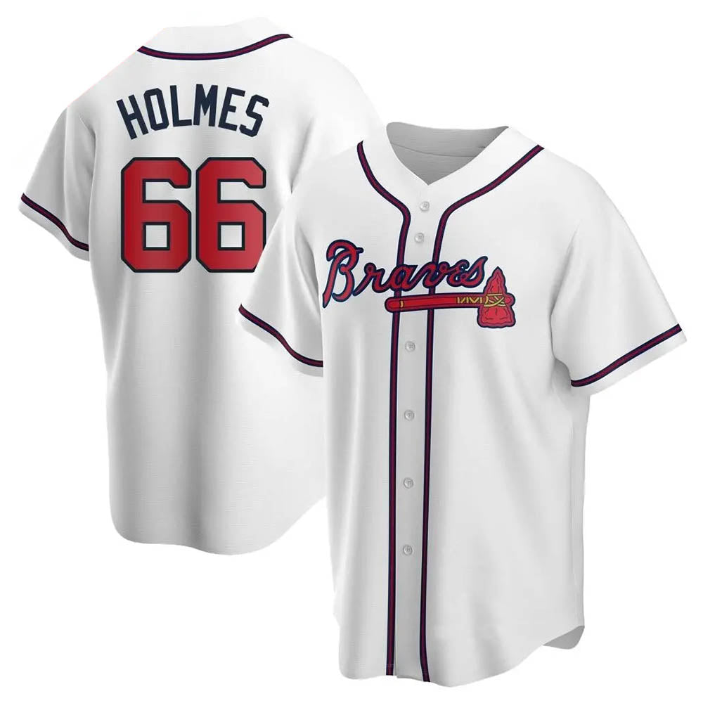 Ndoa A.Braves #66 Grant Holmes Player White Replica Home Stitched Jerseys