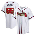 Ndoa A.Braves #66 Grant Holmes Player White&Gold Replica Program Stitched Jerseys