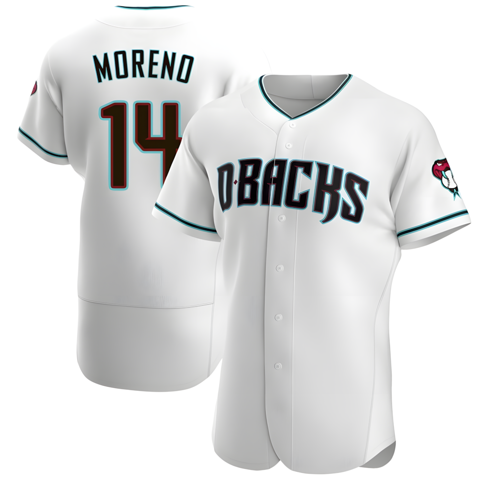 Ndoa A.Diamondbacks #14 Gabriel Moreno Player White Teal Alternate Stitched Jerseys