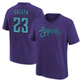 Ndoa A.Diamondbacks #23 Zac Gallen Player Purple Fuse City Connect round collar T shirt Stitched Jerseys