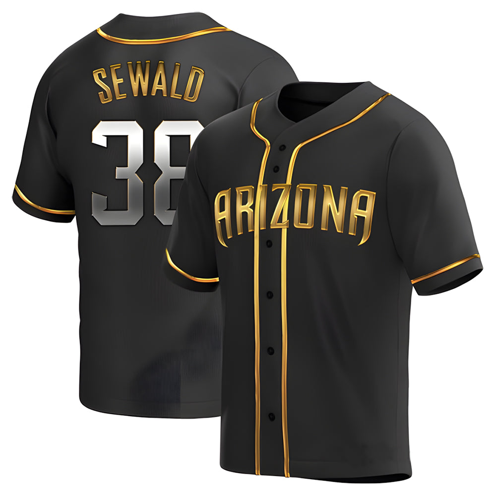 Ndoa A.Diamondbacks #38 Paul Sewald Player Black Golden Replica Alternate Stitched Jersey