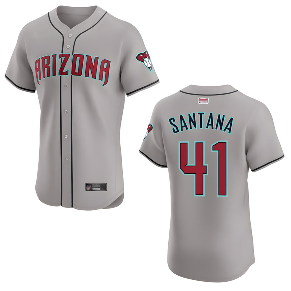 Ndoa A.Diamondbacks #41 Carlos Santana Player Gray game time Stitched Jersey