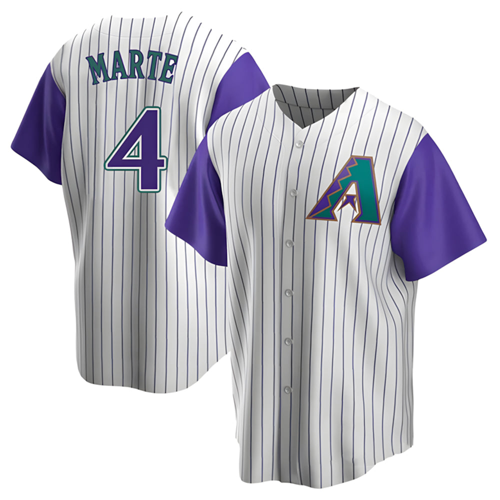 Ndoa A.Diamondbacks #4 Ketel Marte Player White-Purple Limited Stitched Jerseys