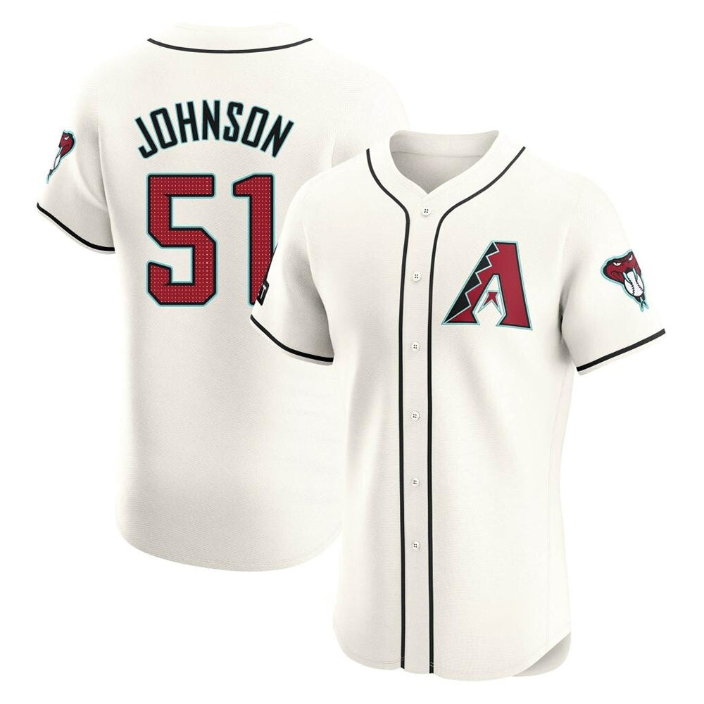 Ndoa A.Diamondbacks #51 Randy Johnson Player Cream Elite Home Patch Stitched Jerseys