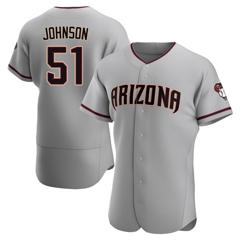Ndoa A.Diamondbacks #51 Randy Johnson Player Gray Authentic Road Stitched Jerseys