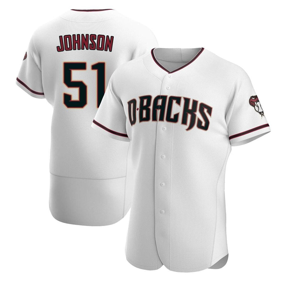 Ndoa A.Diamondbacks #51 Randy Johnson White Authentic Crimson Home Stitched Jerseys
