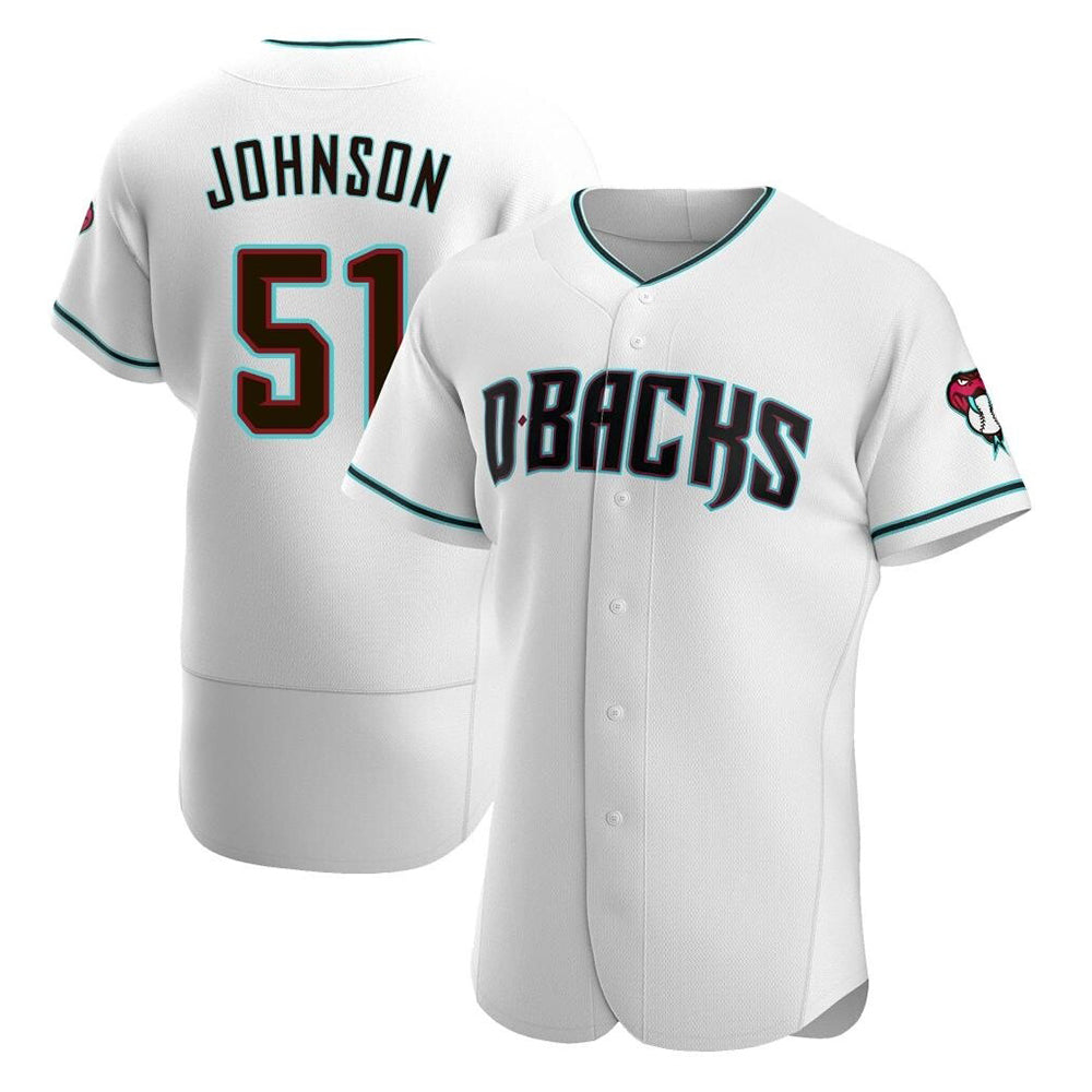 Ndoa A.Diamondbacks #51 Randy Johnson White Teal Alternate Authentic Stitched Jerseys