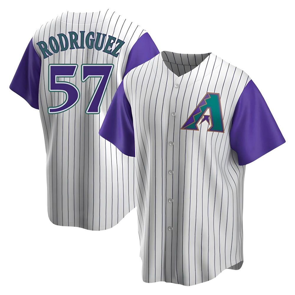 Ndoa A.Diamondbacks #57 Eduardo Rodriguez Player  Cream Purple Replica Alternate Cooperstown Collection Stitched Jersey