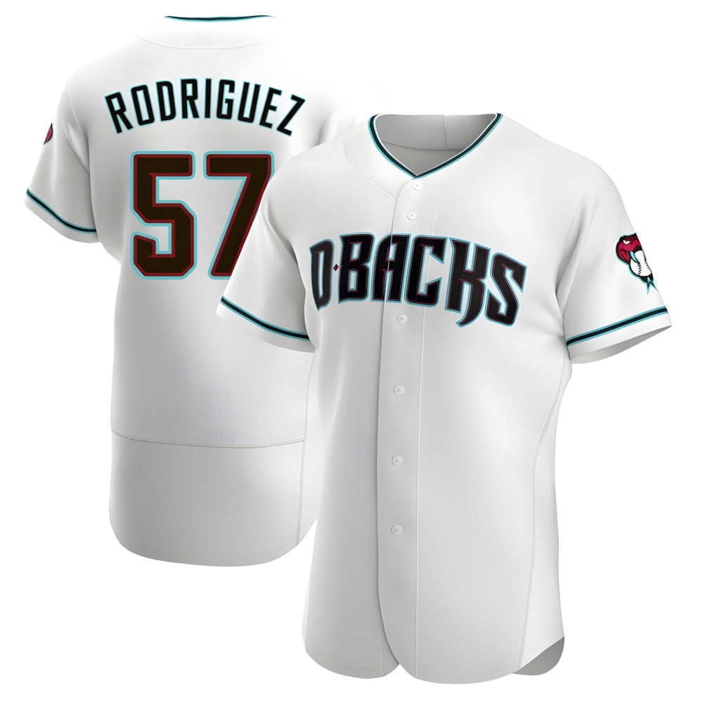 Ndoa A.Diamondbacks #57 Eduardo Rodriguez Player White Teal Alternate Stitched Jersey