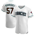 Ndoa A.Diamondbacks #57 Eduardo Rodriguez Player White Teal Alternate Stitched Jersey