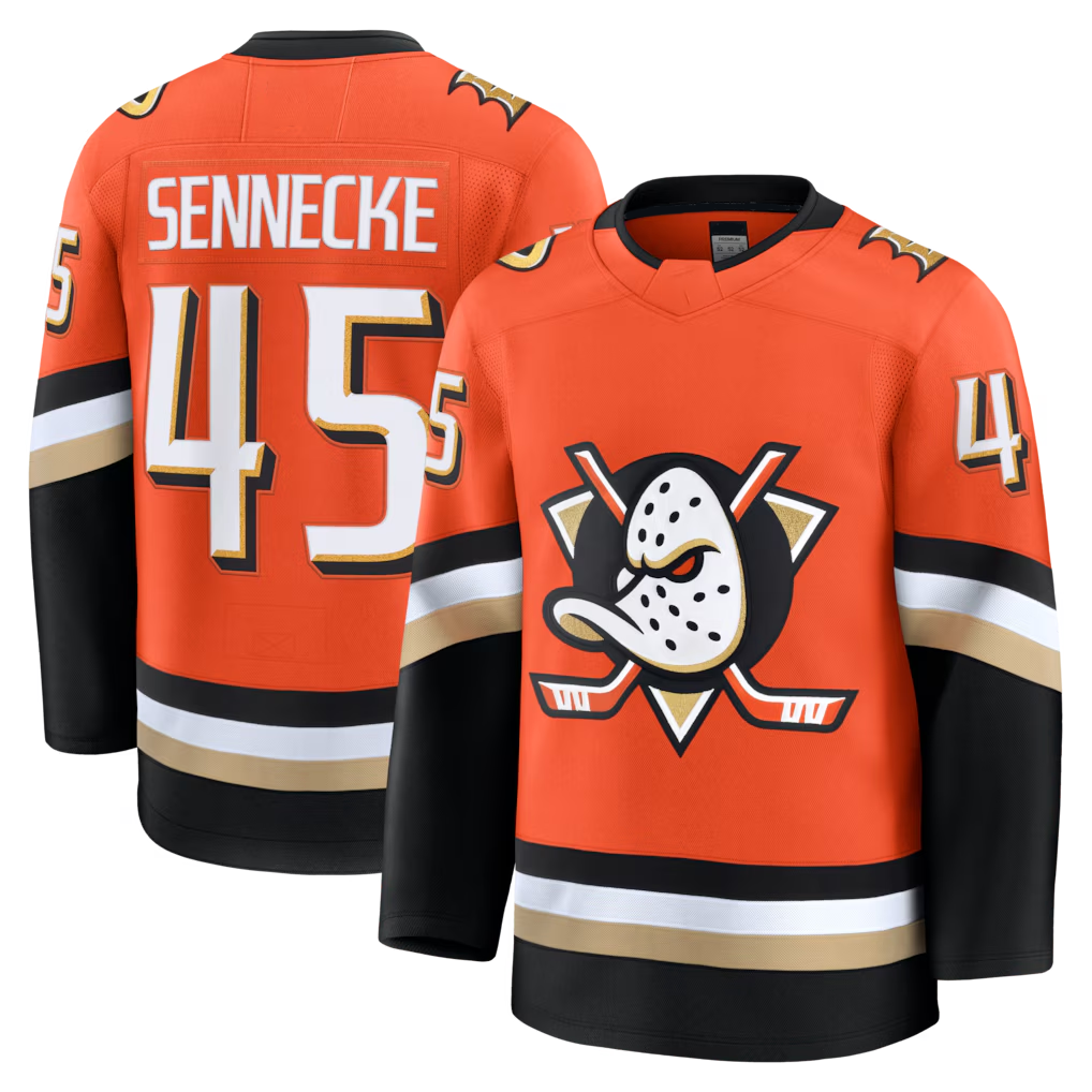 Ndoa A.Ducks #45 Beckett Sennecke Orange Home Premium Jerseys