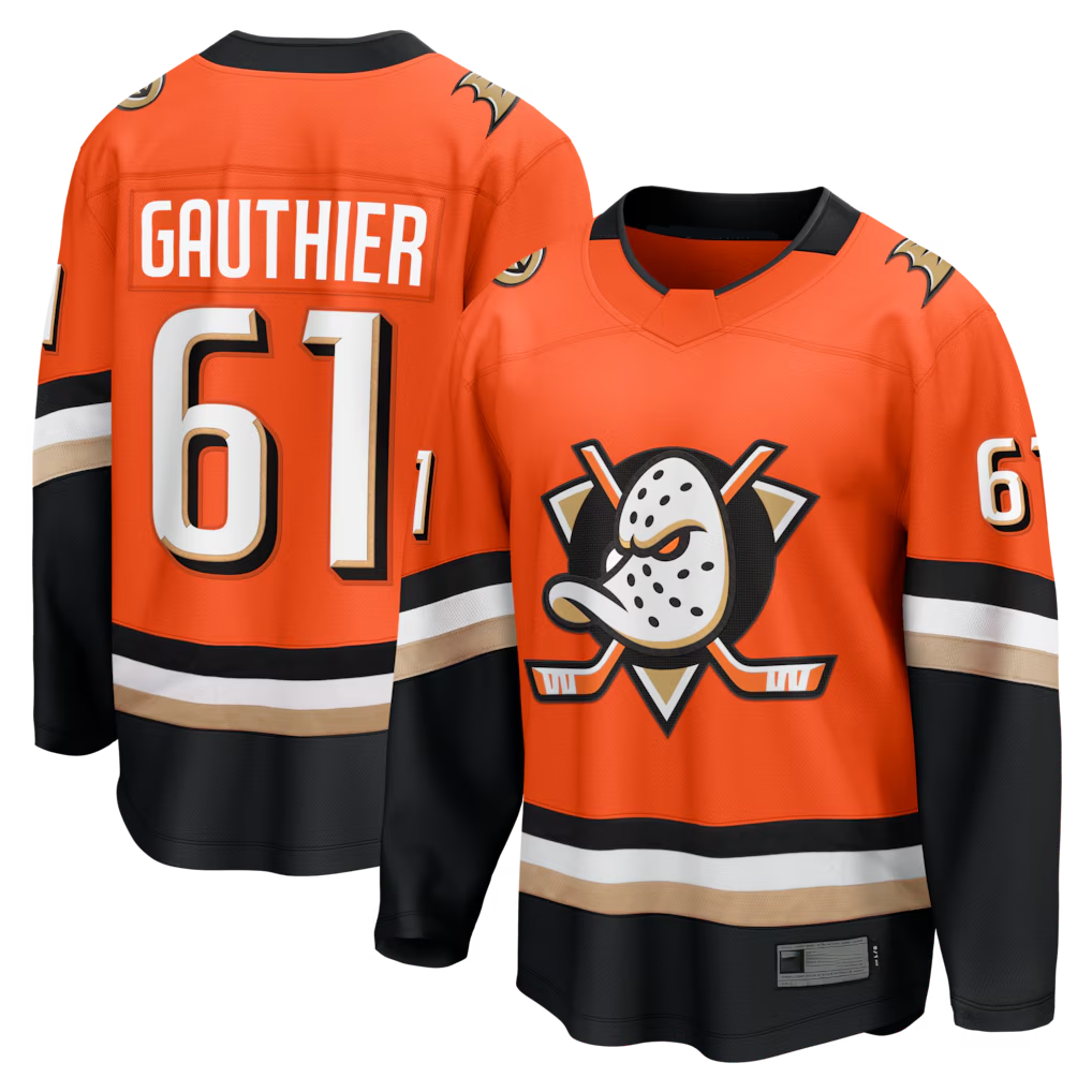 Ndoa A.Ducks #61 Cutter Gauthier Orange Home Breakaway Jerseys