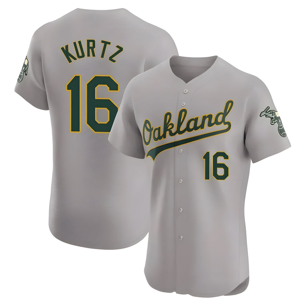 Ndoa Athletics #16 Nick Kurtz Player Gray Elite Road Stitched Jerseys