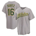 Ndoa Athletics #16 Nick Kurtz Player Gray Home Game Stitched Jerseys
