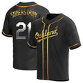 Ndoa Athletics #21 Tyler Soderstrom Player Black Golden Replica Alternate Stitched Jersey