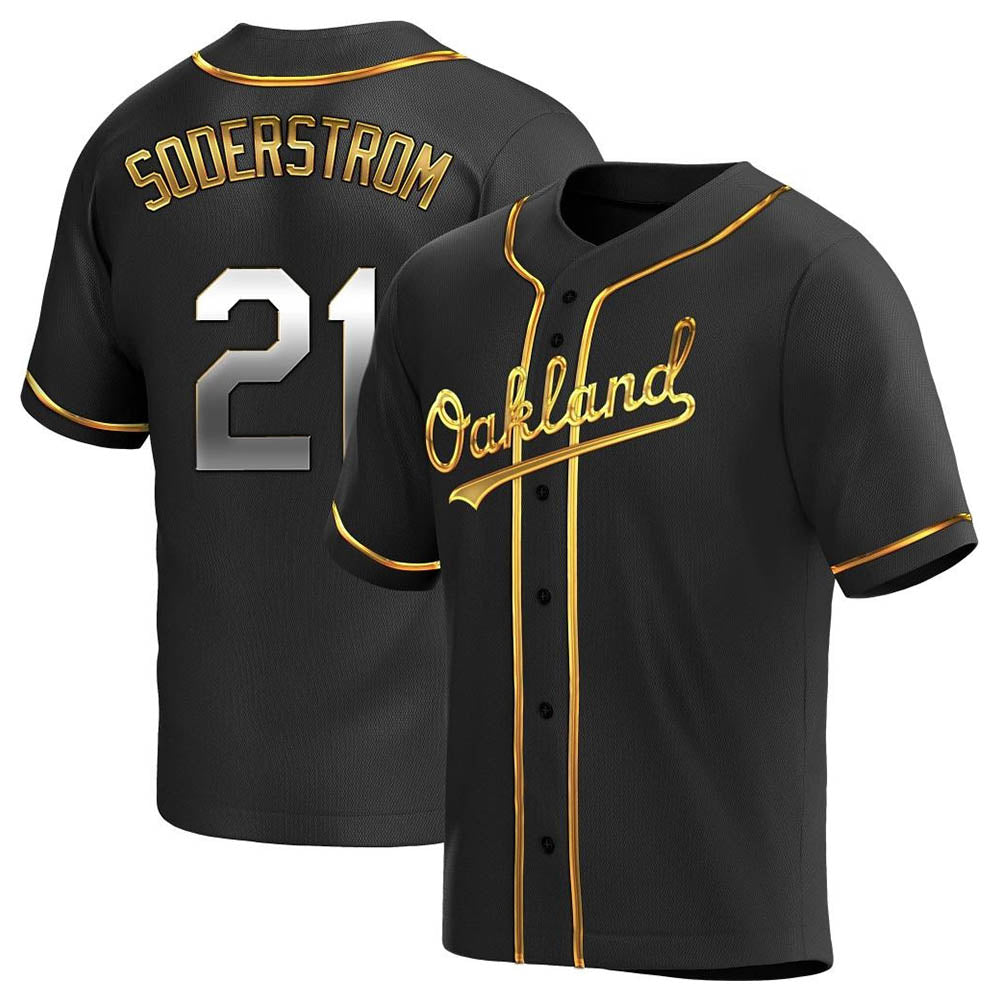 Ndoa Athletics #21 Tyler Soderstrom Player Black Golden Replica Alternate Stitched Jersey