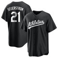 Ndoa Athletics #21 Tyler Soderstrom Player Black&White Replica Stitched Jersey