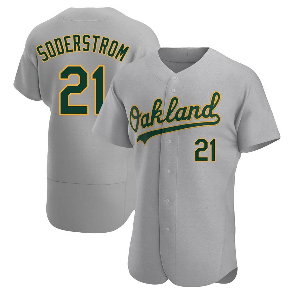 Ndoa Athletics #21 Tyler Soderstrom Player Gray Authentic Road Stitched Jersey