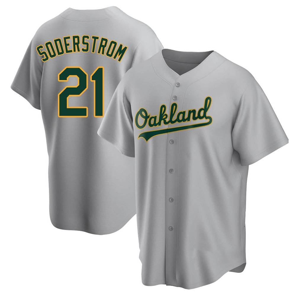 Ndoa Athletics #21 Tyler Soderstrom Player Gray Replica Road Stitched Jersey
