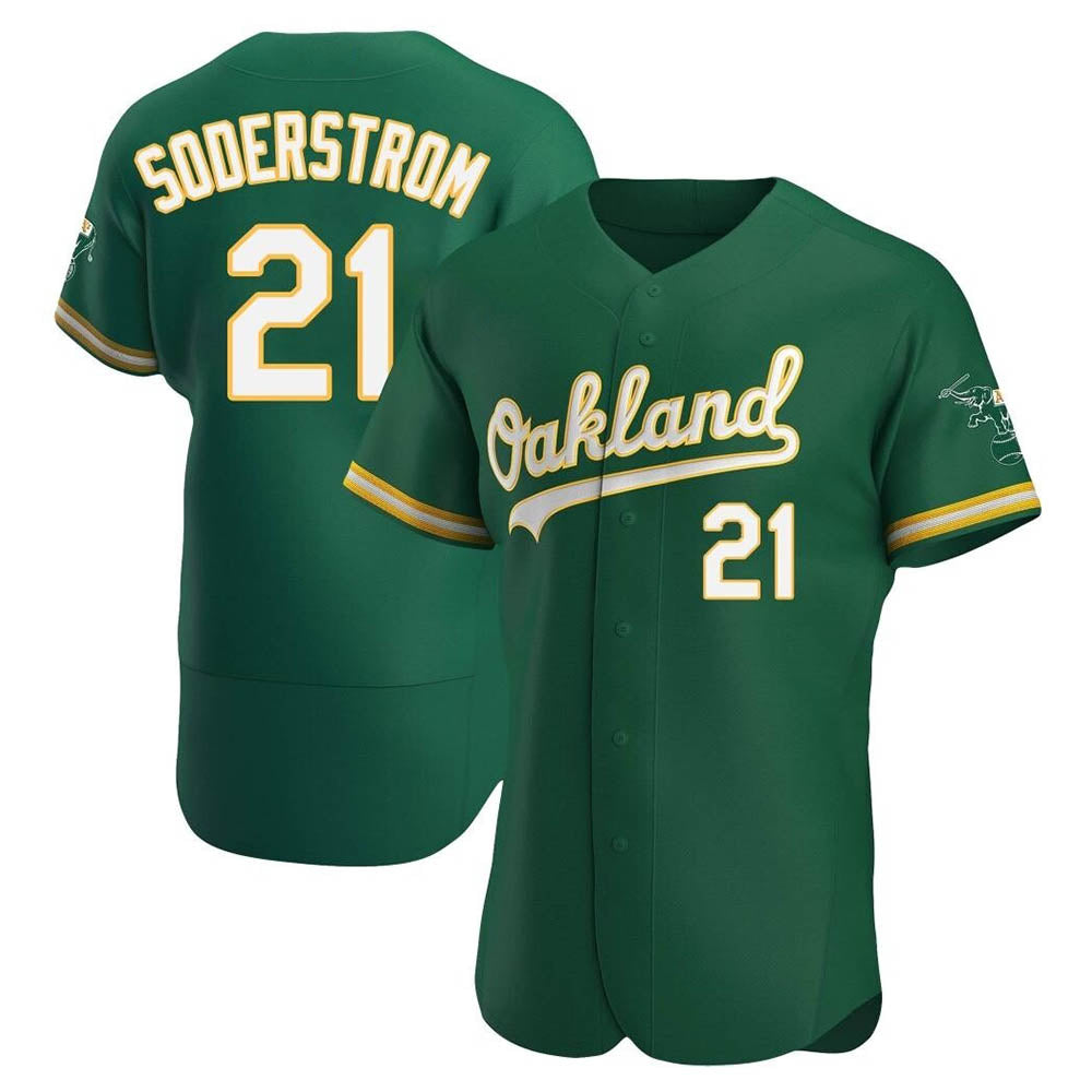 Ndoa Athletics #21 Tyler Soderstrom Player Green Authentic Kelly Alternate Stitched Jersey