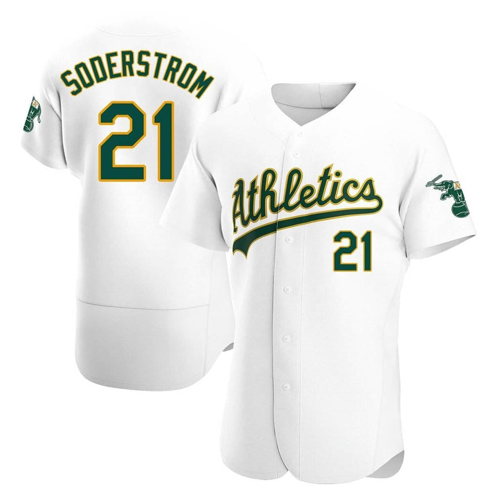 Ndoa Athletics #21 Tyler Soderstrom Player White Authentic Home Stitched Jersey