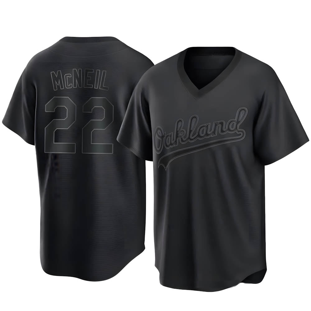 Ndoa Athletics #22 Jeff McNeil player Black Replica Pitch Fashion Stitched Jersey