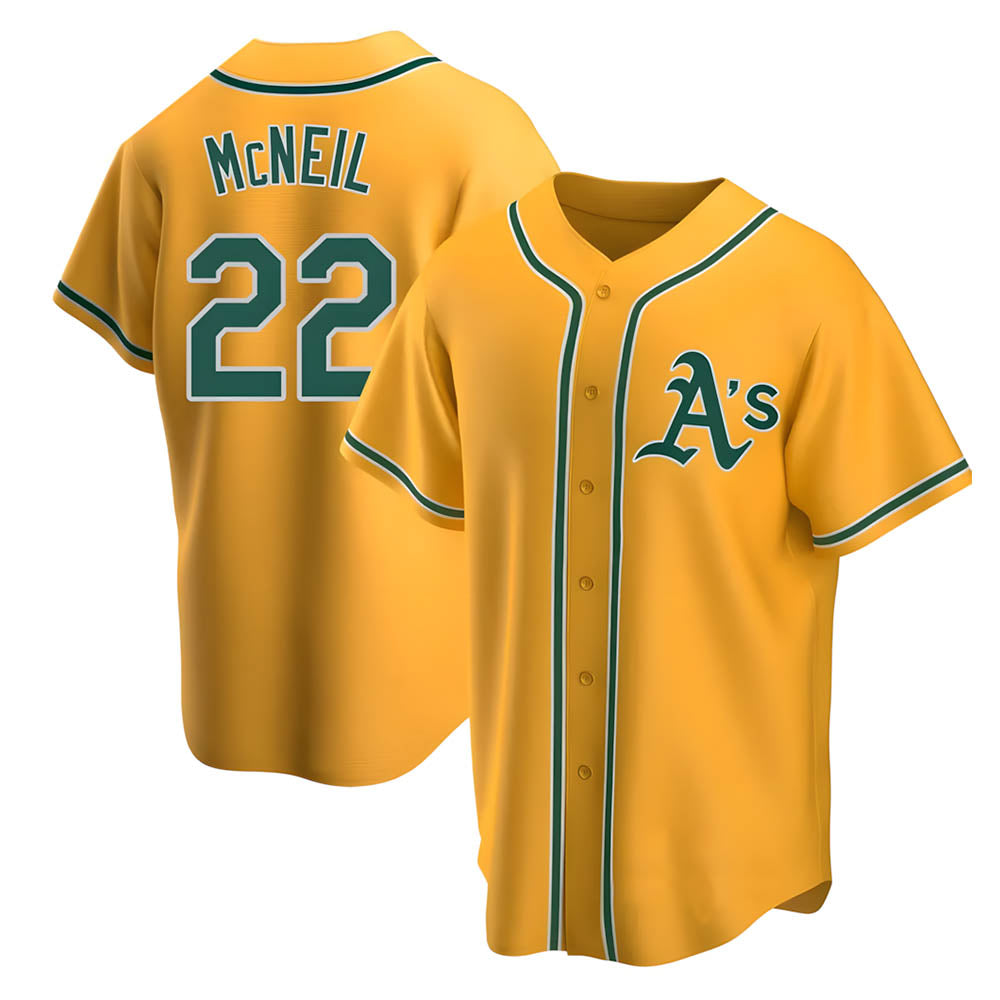 Ndoa Athletics #22 Jeff McNeil player Gold Replica Alternate Stitched Jersey