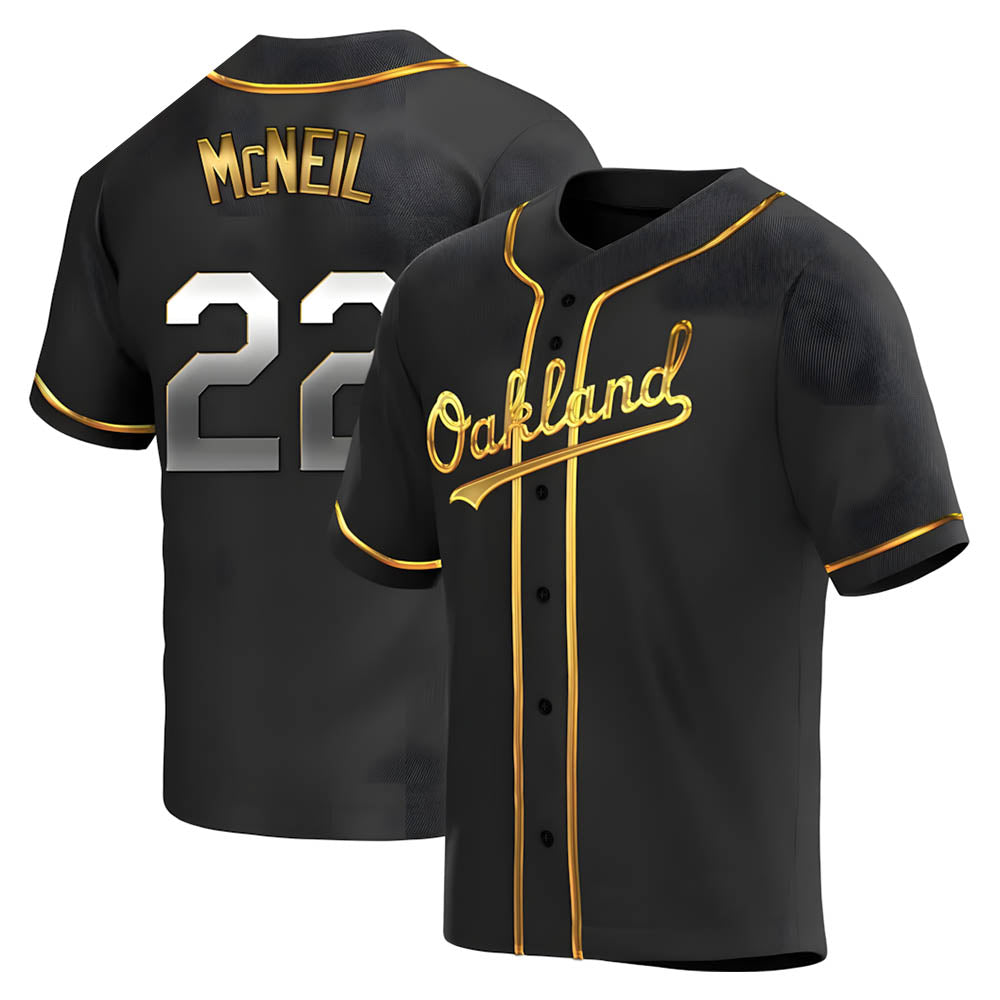 Ndoa Athletics #22 Jeff McNeil player Gold Replica Black en Alternate Stitched Jersey