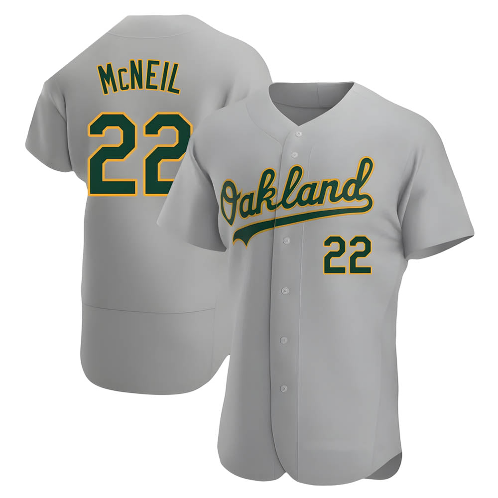Ndoa Athletics #22 Jeff McNeil player Gray Authentic Road Stitched Jersey