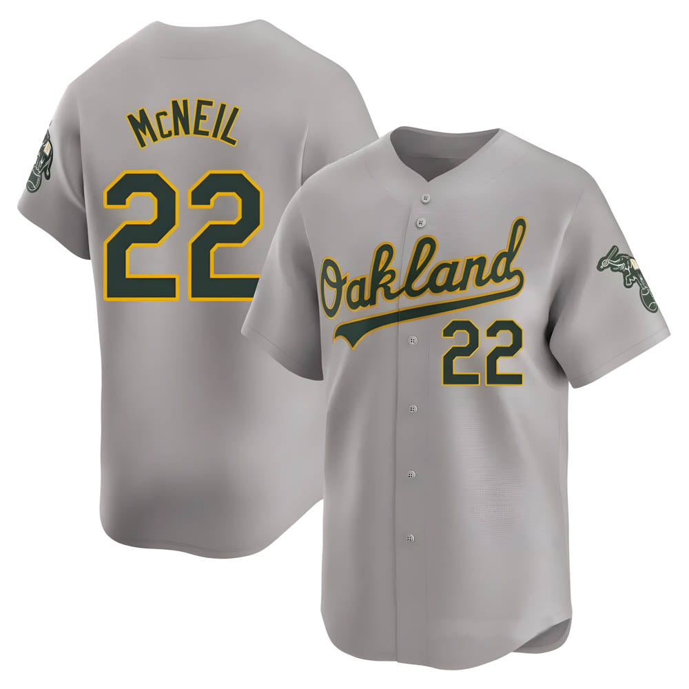 Ndoa Athletics #22 Jeff McNeil player Gray Limited Away Stitched Jersey