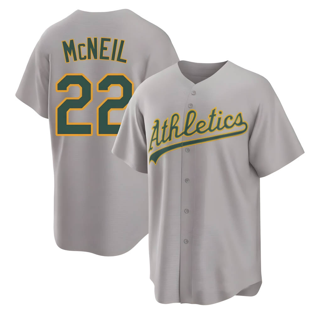 Ndoa Athletics #22 Jeff McNeil player Gray Replica Away Stitched Jersey