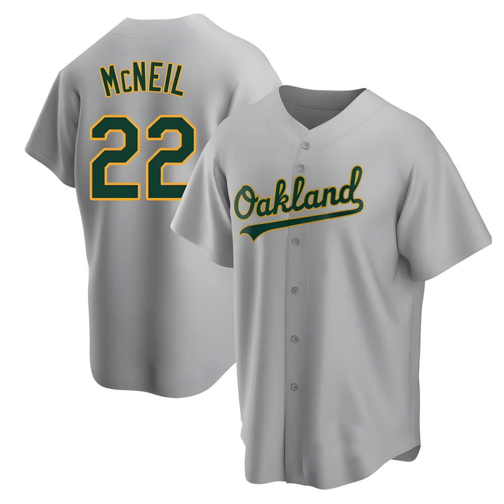 Ndoa Athletics #22 Jeff McNeil player Gray Replica Road Stitched Jersey