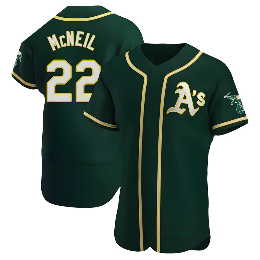Ndoa Athletics #22 Jeff McNeil player Green Authentic Alternate Stitched Jersey