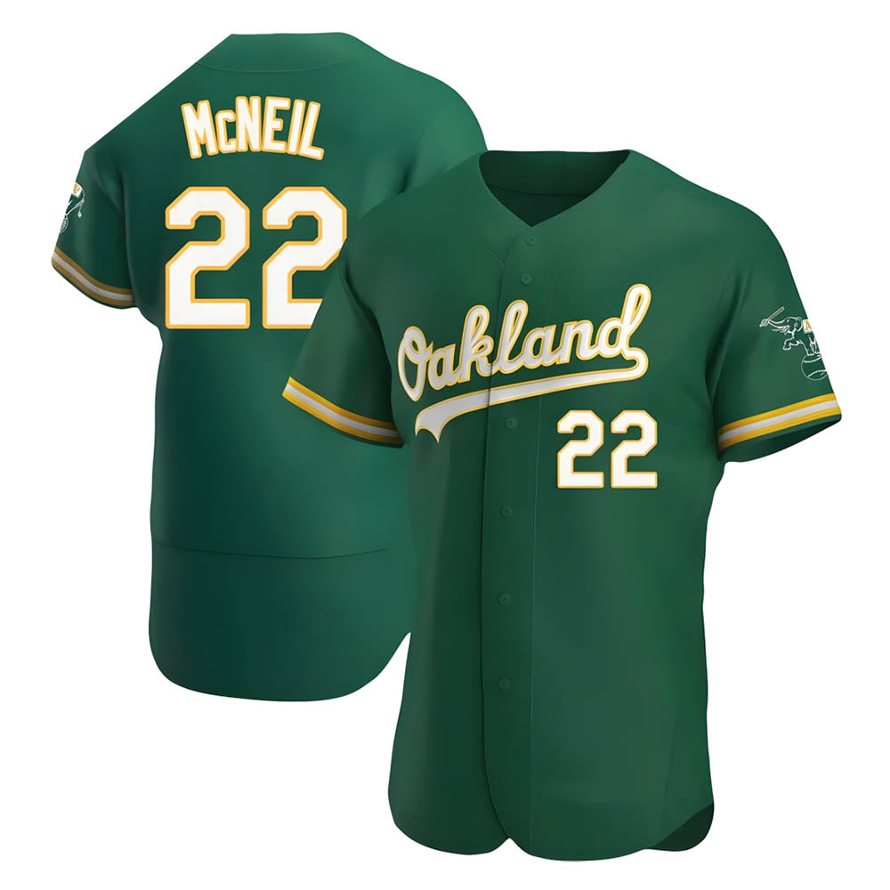 Ndoa Athletics #22 Jeff McNeil player Green Authentic Kelly Alternate Stitched Jersey