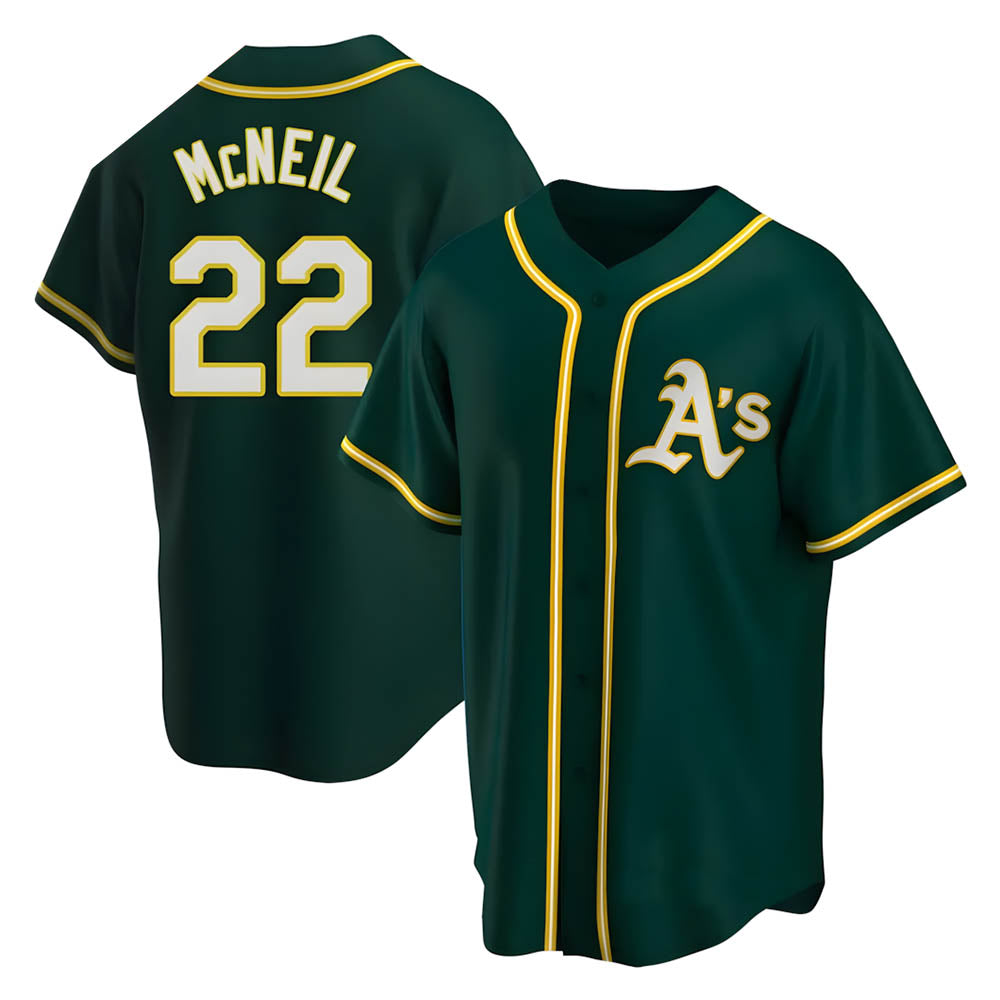 Ndoa Athletics #22 Jeff McNeil player Green Replica Alternate Stitched Jersey