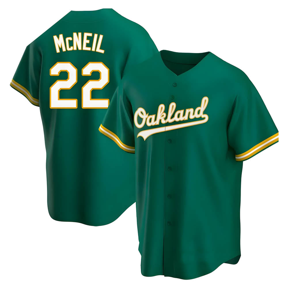 Ndoa Athletics #22 Jeff McNeil player Green Replica Kelly Alternate Stitched Jersey