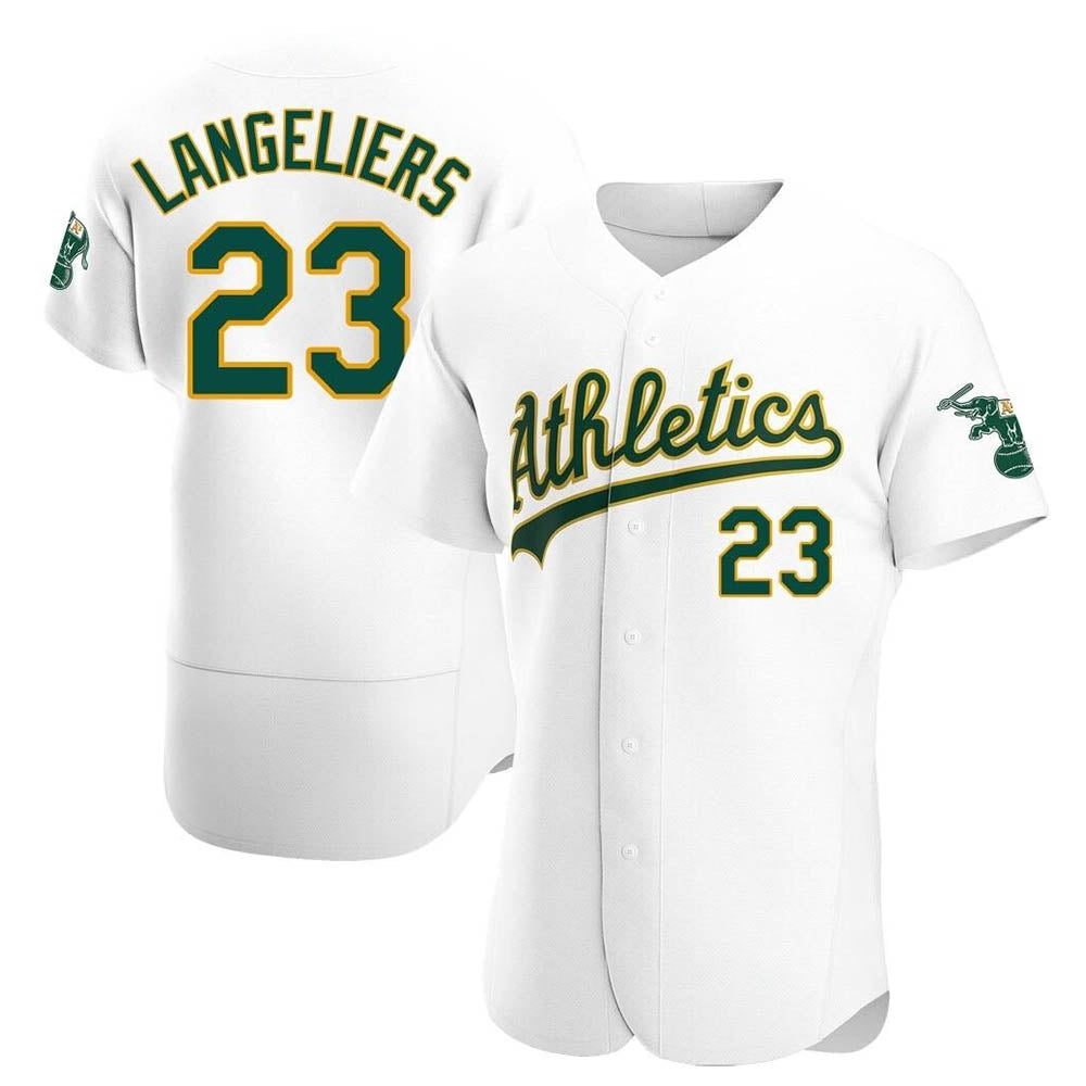 Ndoa Athletics #23 Shea Langeliers Player White Authentic Home Stitched Jersey