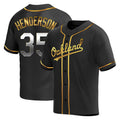 Ndoa Athletics #35 Rickey Henderson Player Black Golden Replica Alternate Stitched Jersey