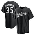 Ndoa Athletics #35 Rickey Henderson Player Black&White Replica Stitched Jersey