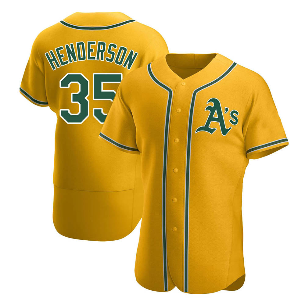 Ndoa Athletics #35 Rickey Henderson Player Gold Authentic Alternate Stitched Jersey