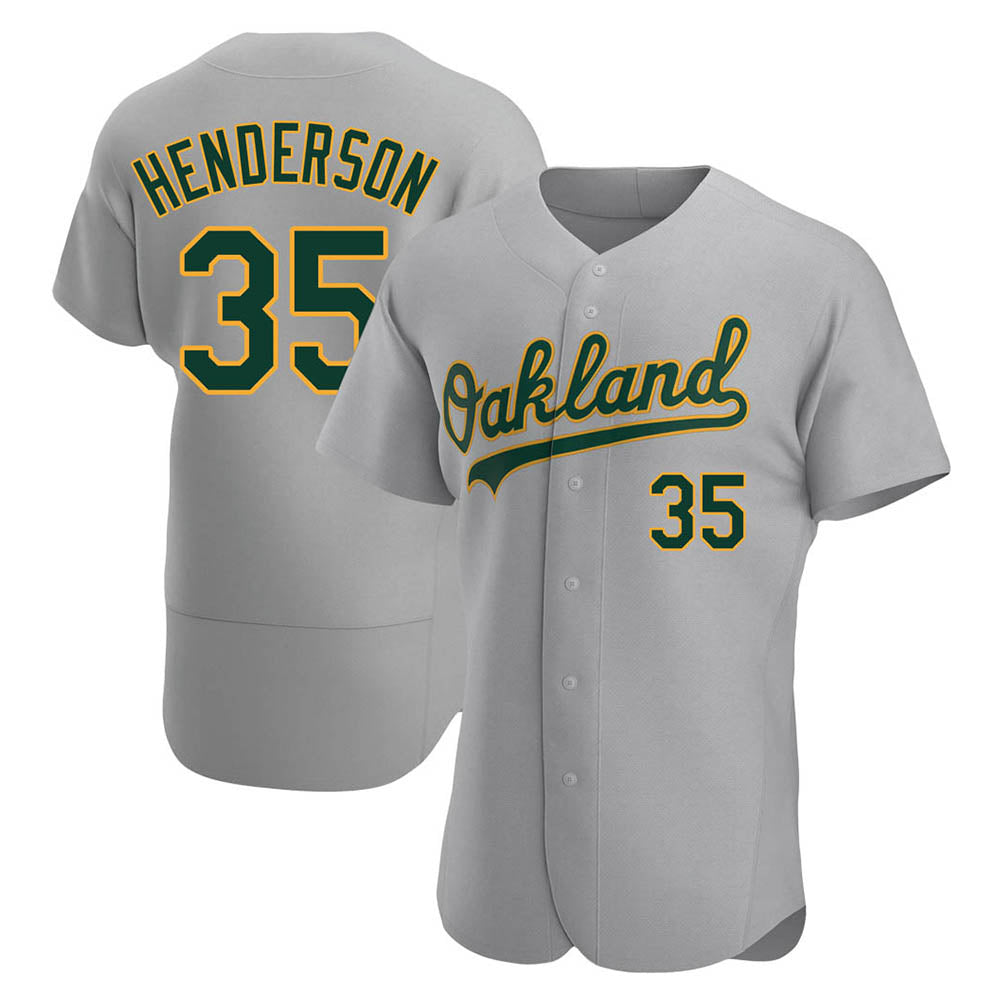 Ndoa Athletics #35 Rickey Henderson Player Gray Authentic Road Stitched Jersey