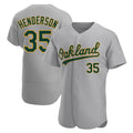 Ndoa Athletics #35 Rickey Henderson Player Gray Authentic Road Stitched Jersey