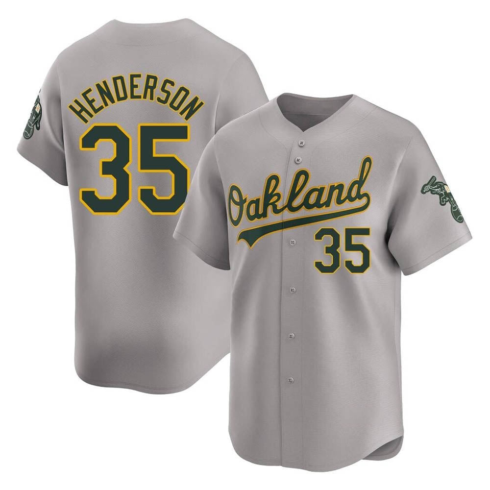 Ndoa Athletics #35 Rickey Henderson Player Gray Limited Away Stitched Jersey