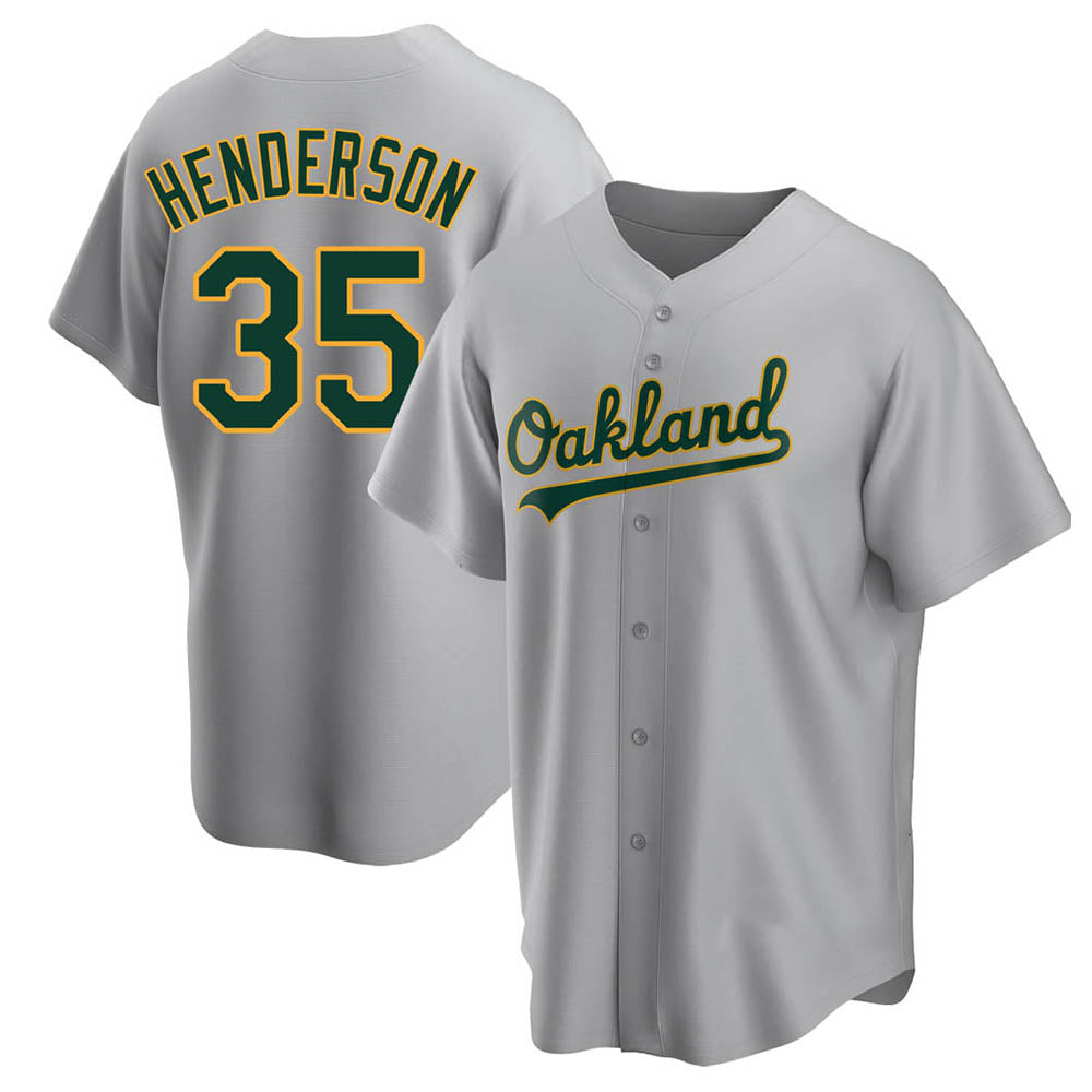 Ndoa Athletics #35 Rickey Henderson Player Gray Replica Road Stitched Jersey