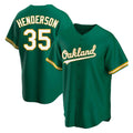 Ndoa Athletics #35 Rickey Henderson Player Green Replica Kelly Alternate Stitched Jersey