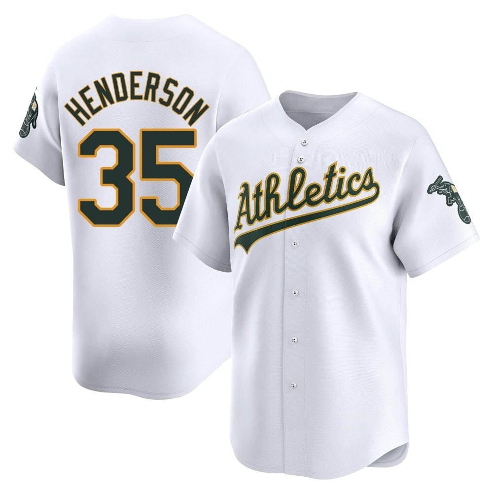 Ndoa Athletics #35 Rickey Henderson Player White Limited Home Stitched Jersey