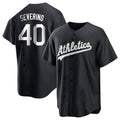Ndoa Athletics #40 Luis Severino player Black&White Replica Stitched Jersey